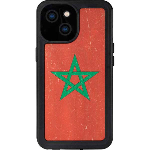 Morocco Flag Distressed iPhone 15 Waterproof Case