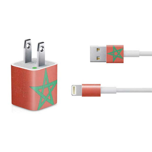 Morocco Flag Distressed iPhone Charger (5W USB) Skin