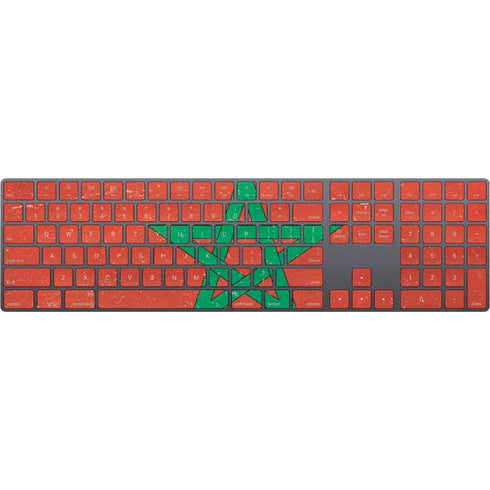 Morocco Flag Distressed Magic Keyboard with Numeric Keypad Skin