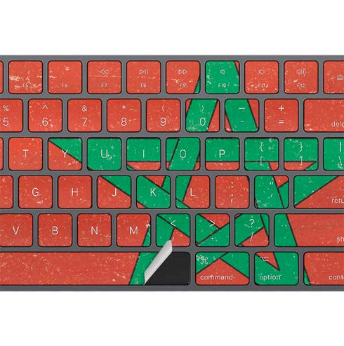 Morocco Flag Distressed Magic Keyboard with Numeric Keypad Skin
