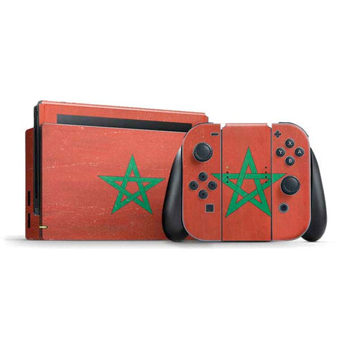 Morocco Flag Distressed Nintendo Switch Bundle Skin