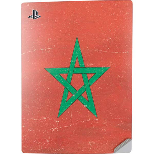 Morocco Flag Distressed PS5 Digital Edition Console Skin
