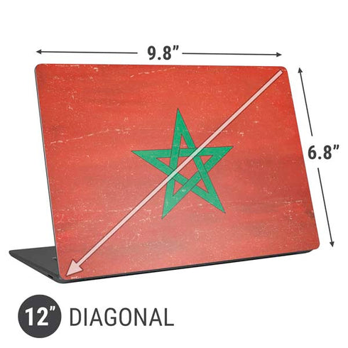 Morocco Flag Distressed Universal Laptop 12in (9.8 x 6.8in) Skin