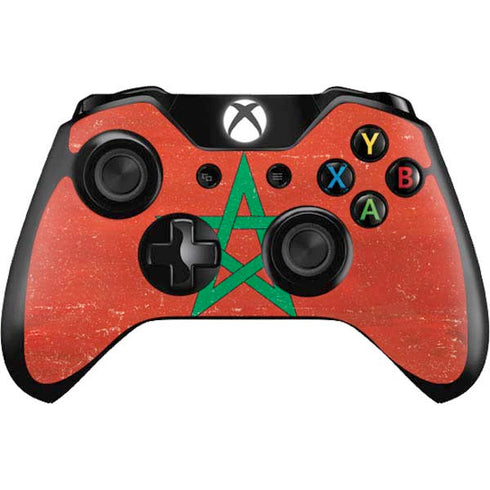 Morocco Flag Distressed Xbox One Controller Skin