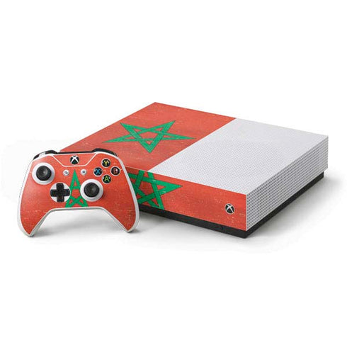 Morocco Flag Distressed Xbox One S All-Digital Edition Bundle Skin