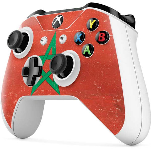 Morocco Flag Distressed Xbox One S Controller Skin