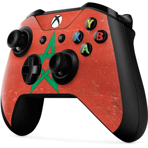 Morocco Flag Distressed Xbox One X Controller Skin