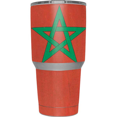 Morocco Flag Distressed Yeti 30oz Rambler Tumbler Skin