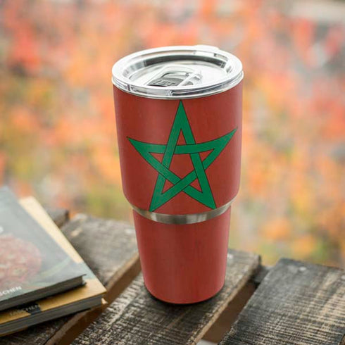 Morocco Flag Distressed Yeti 30oz Rambler Tumbler Skin