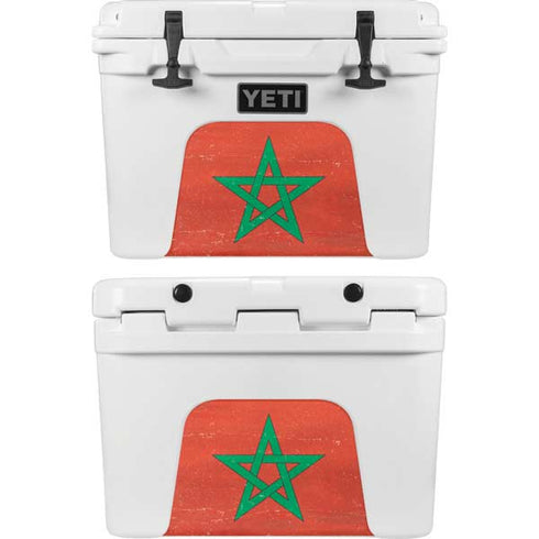 Morocco Flag Distressed YETI Tundra 35 Hard Cooler Skin