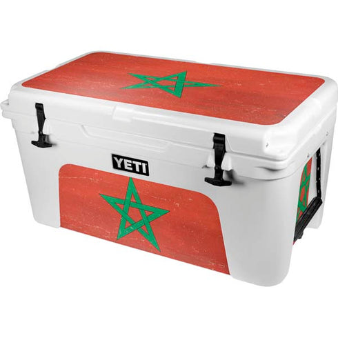 Morocco Flag Distressed YETI Tundra 65 Hard Cooler Skin