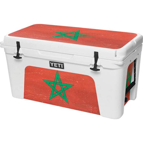 Morocco Flag Distressed YETI Tundra 75 Hard Cooler Skin