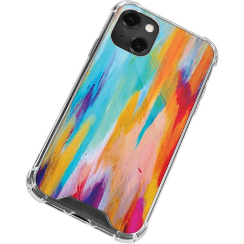Multicolor Brush Stroke by Etta Vee iPhone 15 Plus Clear Case