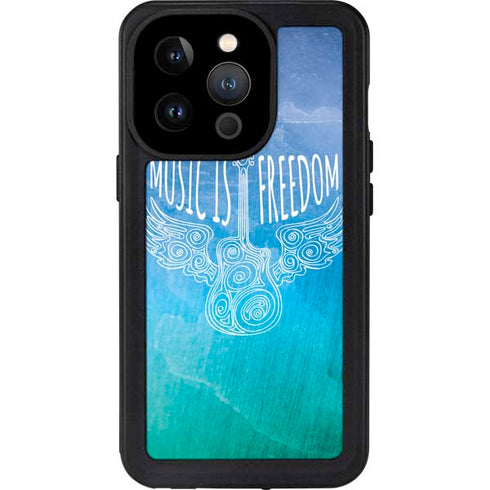 Music Is Freedom iPhone 14 Pro Waterproof Case