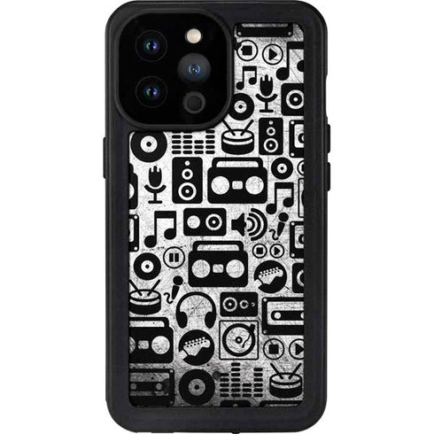 Music Pattern iPhone 14 Pro Max Waterproof Case