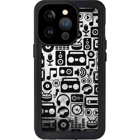 Music Pattern iPhone 14 Pro Waterproof Case