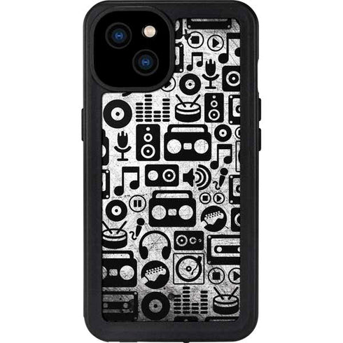 Music Pattern iPhone 15 Plus Waterproof Case