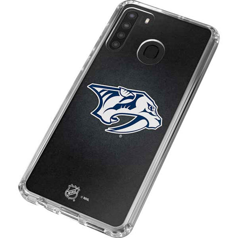 NHL Nashville Predators Black Background Galaxy A21 Clear Case