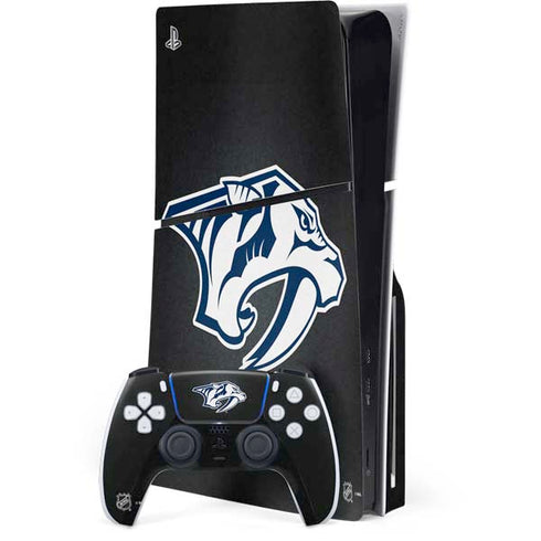 NHL Nashville Predators Black Background PS5 Slim Disk Bundle Skin