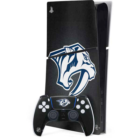 NHL Nashville Predators Black Background PS5 Slim Digital Edition Console Skin