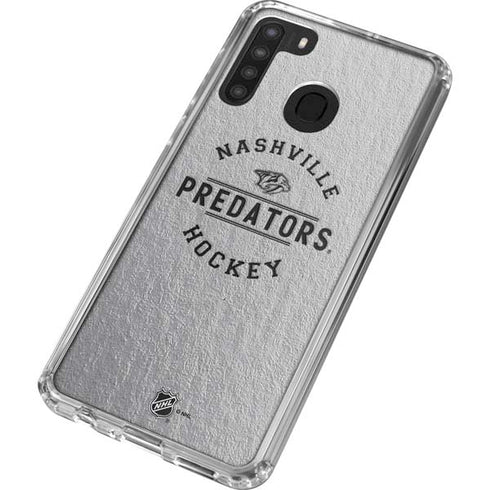 NHL Nashville Predators Black Text Galaxy A21 Clear Case