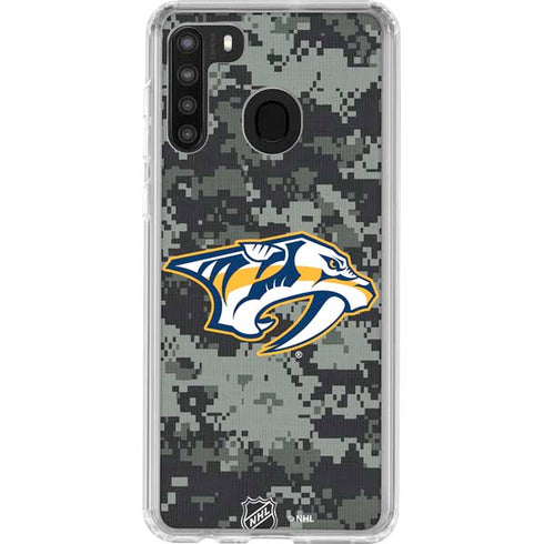 NHL Nashville Predators Camo Galaxy A21 Clear Case