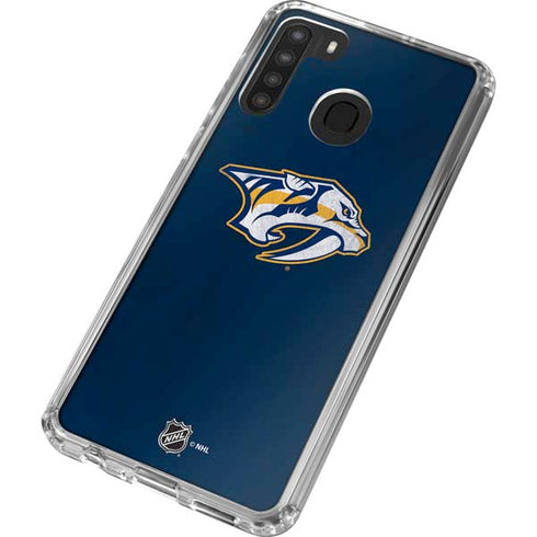 NHL Nashville Predators Distressed Galaxy A21 Clear Case