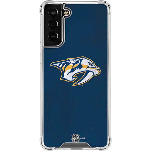 NHL Nashville Predators Distressed Galaxy S21 FE Clear Case