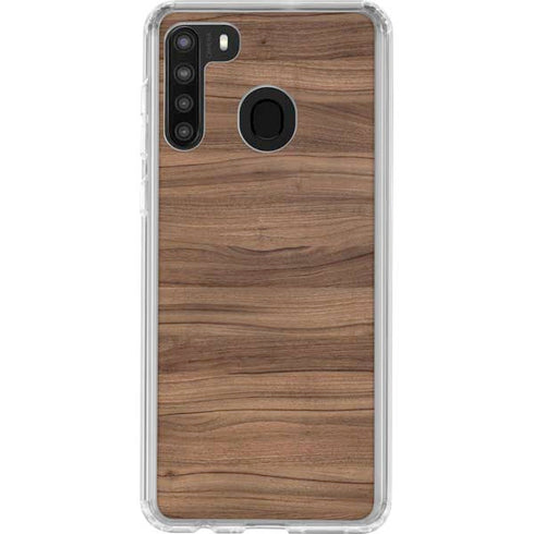 Natural Walnut Wood Galaxy A21 Clear Case