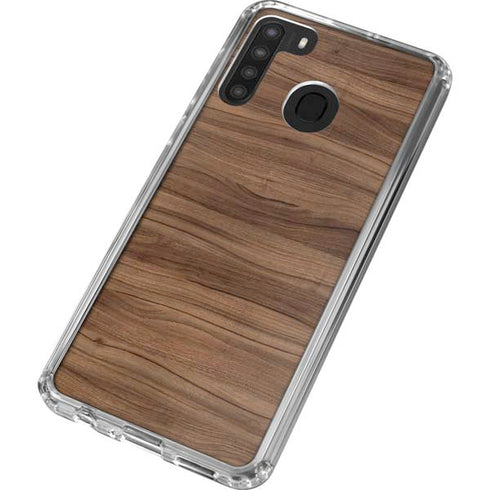 Natural Walnut Wood Galaxy A21 Clear Case
