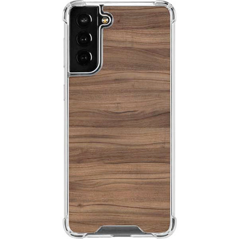 Natural Walnut Wood Galaxy S21 FE Clear Case