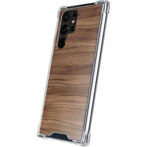 Natural Walnut Wood Galaxy S22 Ultra Clear Case