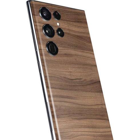 Natural Walnut Wood Galaxy S22 Ultra Skin