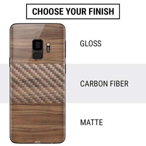 Natural Walnut Wood Galaxy S9 Skin