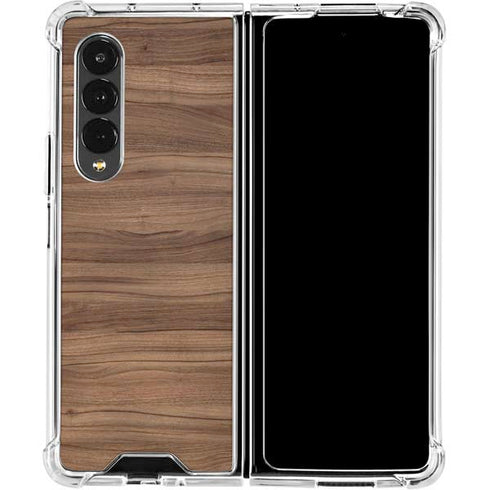 Natural Walnut Wood Galaxy Z Fold4 5G Clear Case