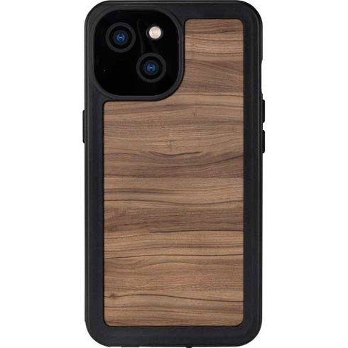 Natural Walnut Wood iPhone 13 Mini Waterproof Case
