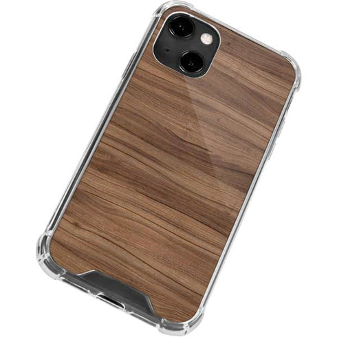 Natural Walnut Wood iPhone 14 Clear Case