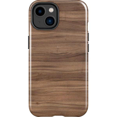 Natural Walnut Wood iPhone 14 Plus Impact Case