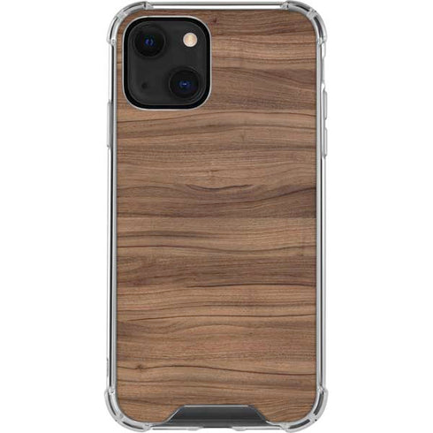 Natural Walnut Wood iPhone 15 Plus Clear Case