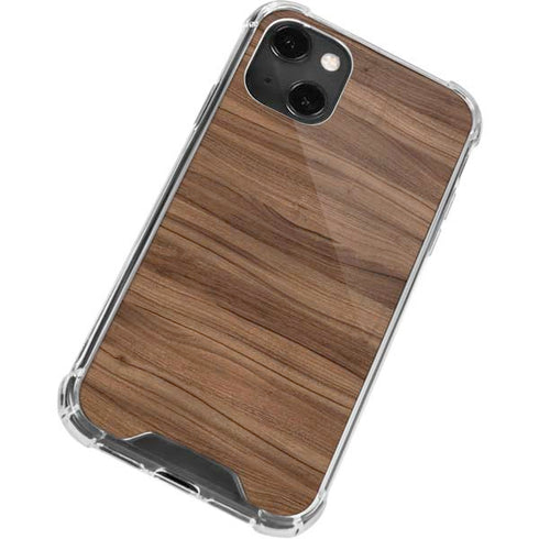 Natural Walnut Wood iPhone 15 Plus Clear Case