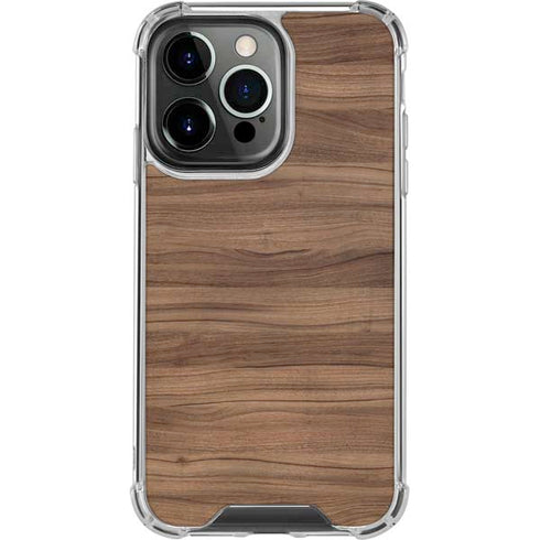 Natural Walnut Wood iPhone 15 Pro Clear Case