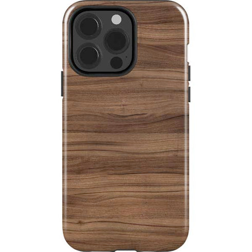 Natural Walnut Wood iPhone 15 Pro Impact Case