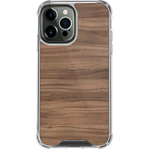 Natural Walnut Wood iPhone 14 Pro Max Clear Case