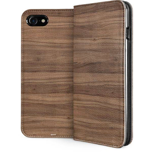 Natural Walnut Wood iPhone SE (2nd & 3rd Gen) Folio Case
