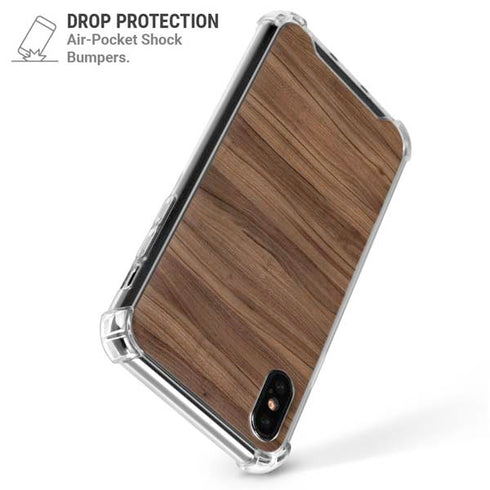 Natural Walnut Wood iPhone XS Max Clear Case