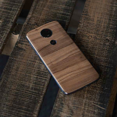 Natural Walnut Wood Moto E5 Plus Skin