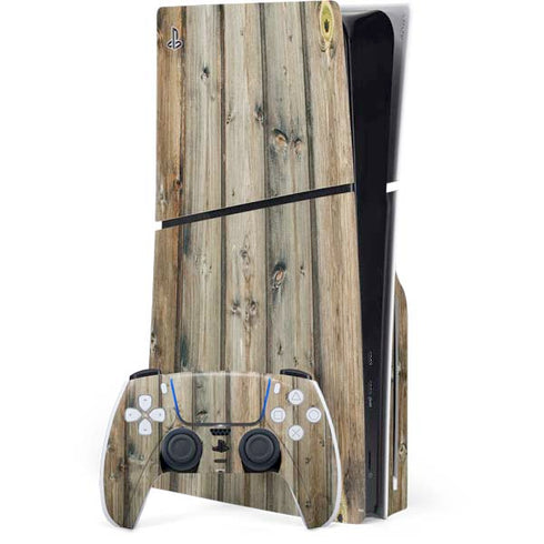 Natural Weathered Wood PS5 Slim Disk Bundle Skin