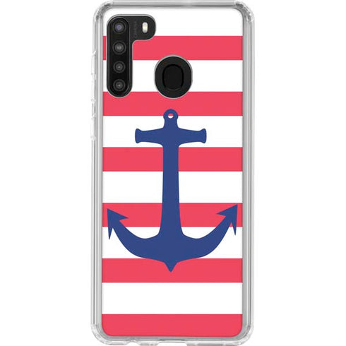Nautical Stripes Galaxy A21 Clear Case