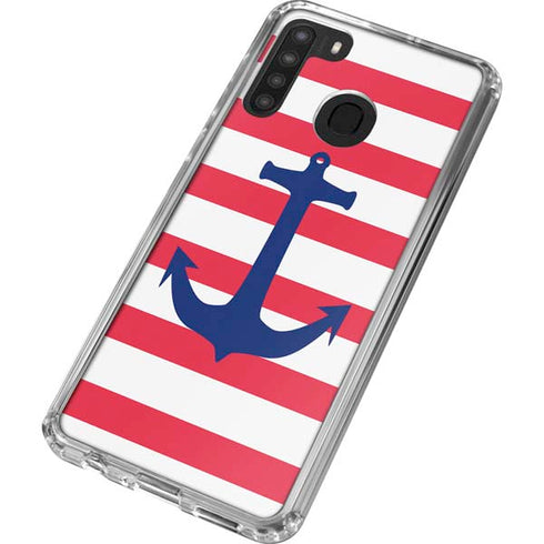 Nautical Stripes Galaxy A21 Clear Case