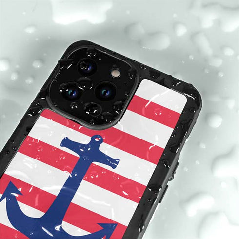 Nautical Stripes iPhone 14 Pro Max Waterproof Case